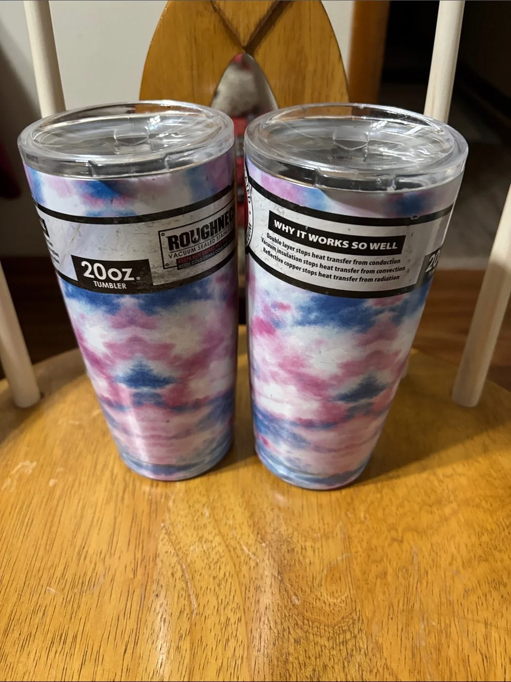 2 20oz Roughneck Tie-Dye Insulated Tumbler - Pink & Blue